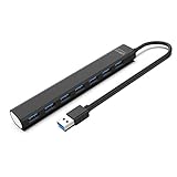 Plug and Play Datentransfer, externer Hochgeschwindigkeits-USB-3.0-Hub, 4/7-Port-Splitter, einzelner LED-Netzschalter, USB-Expander (7 USB-Anschlüsse)