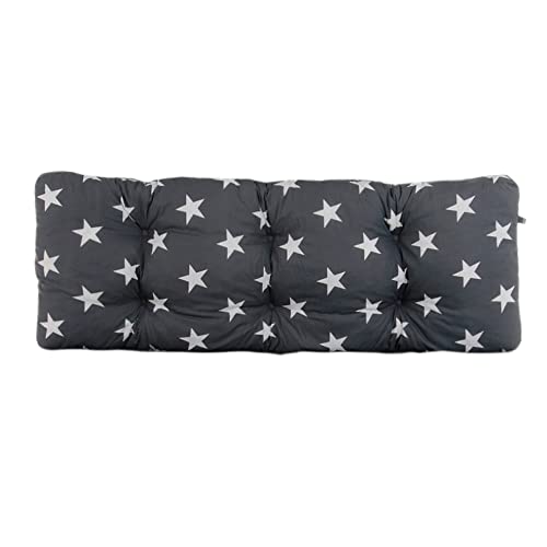 PATIO Sitzkissen Dafni 1 Stück 120 x 40 x 12 cm Palettenkissen Sitzauflage Bankauflage Polster für Palettenmöbel Bänke Palettenpolster Sterne schwarz weiß