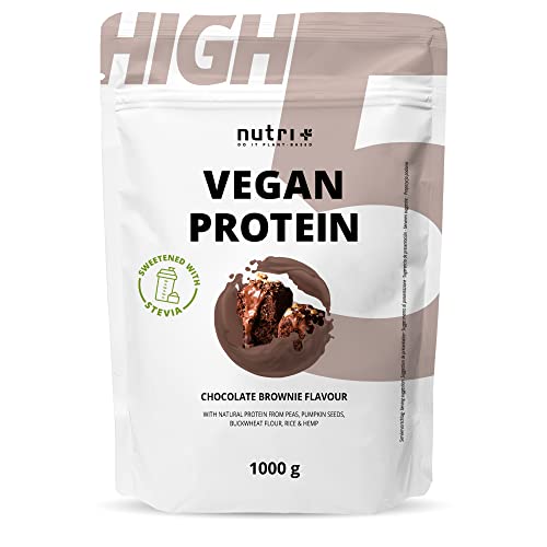 Vegan Protein - Chocolate Brownie - Veganes Proteinpulver ohne Sucralose und Soja - Eiweißpulver aus Reis, Erbsen, Hanf, Buchweizen und Kürbiskernen - 1kg Eiweiß Pulver Schokolade