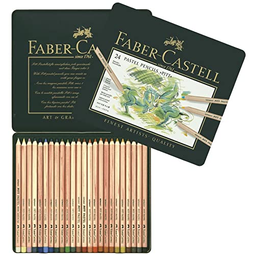 Faber-Castell Buntstifte Pitt Pastell, 24er Metalletui Künstlerfarbstifte, hohe Lichtbeständigkeit und Farbbrillanz - 1 Stück (112124)
