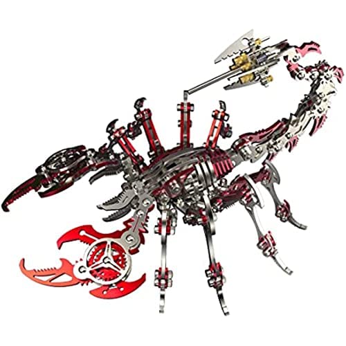 3D Metal Puzzle, 200 Teile Mechanisches Scorpion King 3D Metall Puzzle Modellbausatz, Edelstahl Mechanische Insekten Tier Modell, 3D Puzzle Metall DIY Ornament Geschenke für Erwachsene Kinder (Rot)