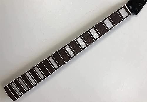 Reverse-Kopf-Hals für E-Gitarre, 22 Bünde, 64,8 cm, Griffbrett aus Ahorn und Palisander, Blockeinlage, schwarz glänzend