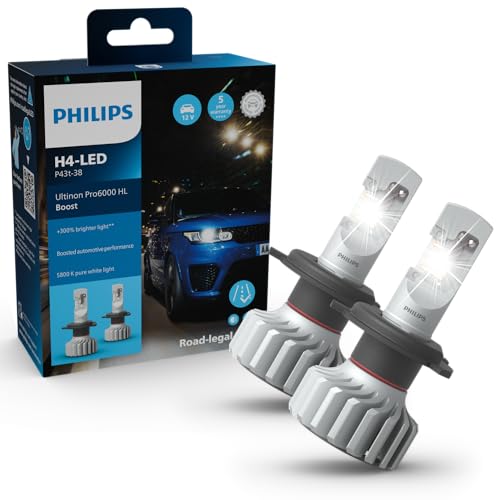 Philips Ultinon Pro6000 Boost H4-LED Scheinwerferlampe mit Straßenzulassung*, 300% helleres Licht**