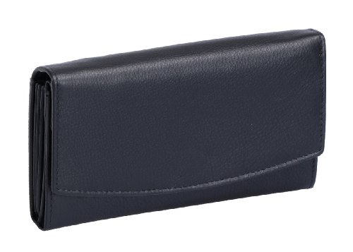 Damenlangbörse BASIC in Echt-Leder, schwarz, 17x10x2,5cm