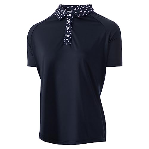 Island GREEN Golf Damen-Poloshirt, atmungsaktiv, schnell trocknend, feuchtigkeitsableitend, 2241 - Marineblau/Weiß, Large