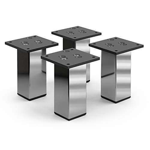 sossai® Exklusiv - Aluminium Möbelfüße | E4MF-N | 4er Set | Höhe: 120mm | Farbe: Chrom