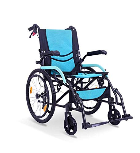 AOLI Rollstuhl, faltbaren Rollstuhl, beweglicher Removable Fußraste ergonomischer Sitz und Rückenlehne, Sitzbreite 46cm Schwarz
