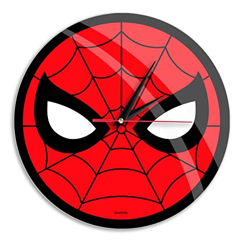 ERT GROUP Original und offiziell Lizenziertes Marvel Wanduhr Glänzend Spider Man 002 Marvel Red Leise, Einzigartiges Design, Lackierte Metallzeiger, 30,5 cm (12")
