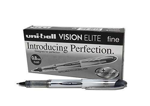 Uni-Ball UB200 Vision Elite Tintenroller 0,8 mm Spitze 0,6 mm Strichbreite 12 Stück schwarz