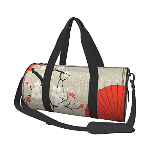 Japanische rote Regenschirm-Kirschblüten-Reisetasche, große Sport-Sporttasche, multifunktionale Übernachtungstasche für Männer und Frauen