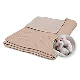 ULLENBOOM ® Babydecke 70x100 cm, in Sand (Made in EU) - Baby Decke Neugeborenen, Aus 100% OEKO TEX Baumwolle, ideal für Kinderwagen