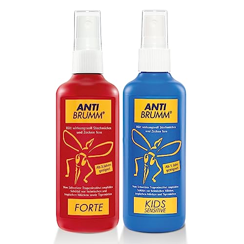 Bundle Anti Brumm Forte + Kids Sensitive Pumpspray, je 150 ml: Zuverlässiger Mücken- und Zeckenschutz, Mückenspray für Erwachsene und Kinder ab 1 Jahr