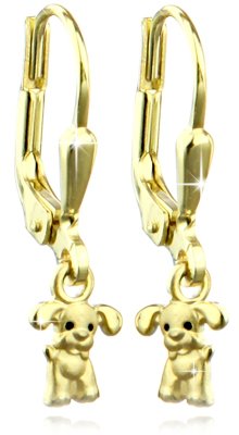 Die süßen Ohrhänger mit Hund - Echt Silber- Vergoldet - Schmuck für Kinder