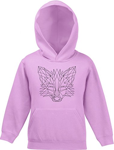 Fox Kinder Kids Kapuzen Hoodie - Pullover mit Polygon Fuchs Motiv, Größe: 152,Rosa