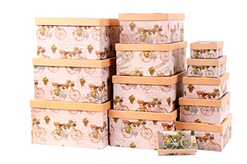 Mediablue Aufbewahrungsboxen Schachteln Geschenkbox im 13er Set mit Deckel Verschiedene Designs (Fahrrad 1)