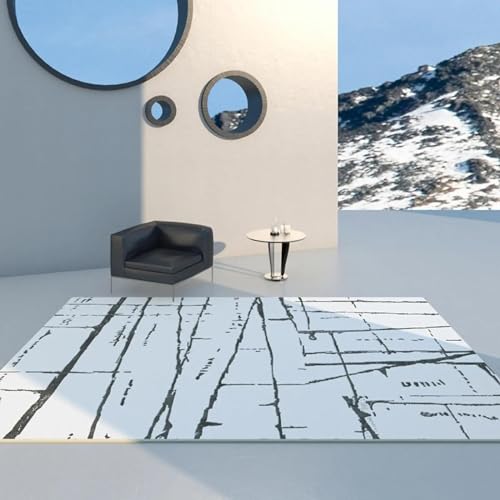 18meng Art Teppich Schwarz weiß Moderne minimalistische Nähte Mode Flauschiger Teppich - Wohnzimmer und Schlafzimmer Teppich Kurzflor Extra Weich Waschbare teppiche 150x180cm