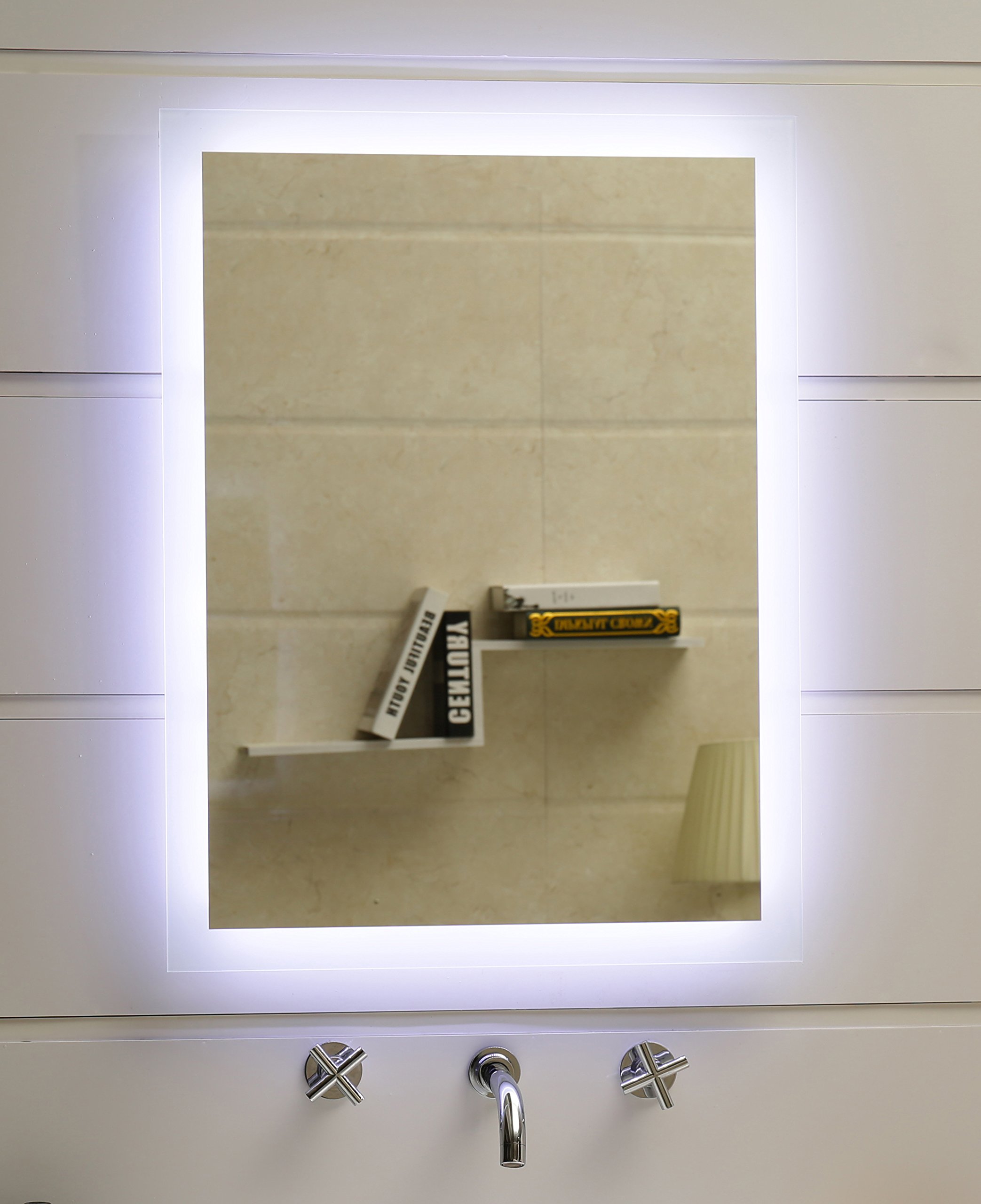 Dr. Fleischmann Badspiegel LED Spiegel GS084N mit Beleuchtung durch satinierte Lichtflächen Badezimmerspiegel (50 x 70 cm, kaltweiß)