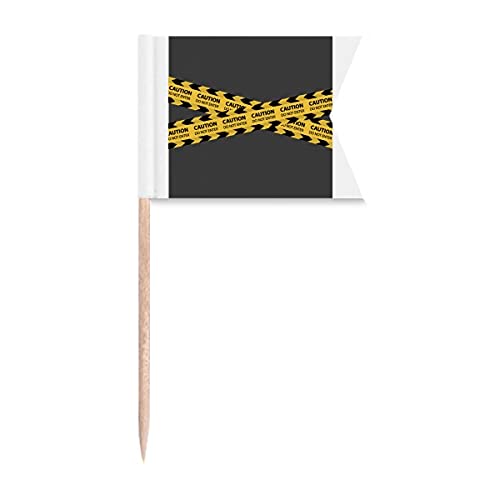 Zahnstocherflaggen mit Logo "Caution Line" für Partys, Kuchen, Lebensmittel, Käseplatte