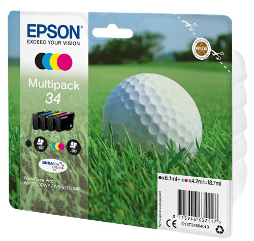 Epson Original 34 Tinte Golfball (WF-3720DWF WF-3725DWF) Multipack 4-farbig