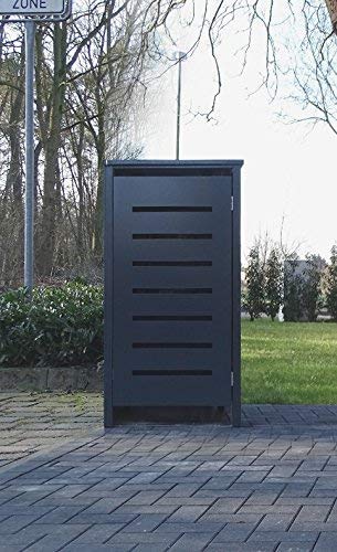 Srm-Design 1 Mülltonnenbox für 120 Liter Mülltonnen/Modell No.6 / komplett Anthrazit RAL 7016 / witterungsbeständig durch Pulverbeschichtung/mit Klappdeckel und Fronttür