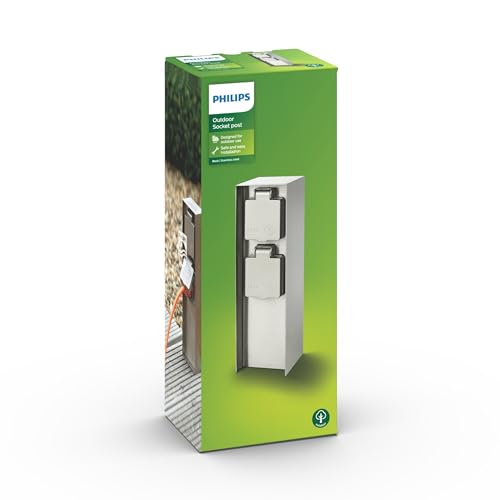 Philips 171084716 Gartensteckdose 2fach Edelstahl