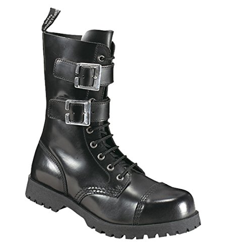 Boots & Braces - 10 Loch 2 Schnallen Stiefel Rangers Schwarz Größe 47 (UK13)