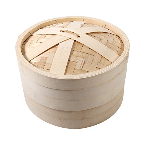 4 Größen 2 Ebenen New Chinese Bamboo Basket Naturreis Kochen Food Cooker Dampfer Mit Deckel(26cm)
