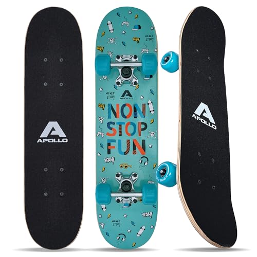 Apollo Kinder Skateboard, kleines Komplett Board mit ABEC 3 Kugellagern und Aluminium Achsen - Holzboard - Coole Designs für Kinder und Jugendliche - Cruiser Boards für Mädchen und Jungen