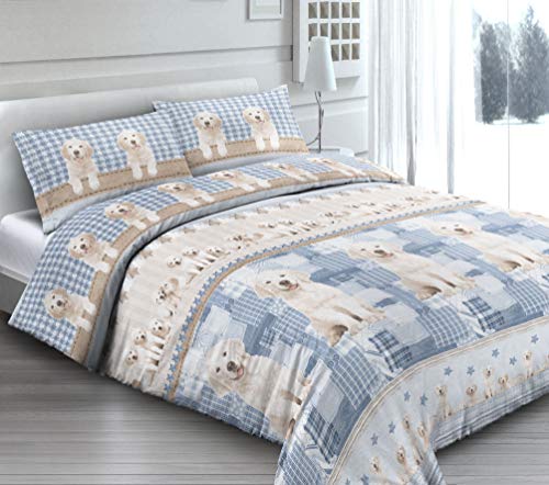 Biancheria Web Bettbezug für Doppelbett, 100% Baumwolle, Design Hunde VAR. 19