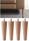Füße für Möbel und Sofas, Höhe 20 cm, aus Holz,, konisch, 4 Stück, für Schrank und Sessel, 200 mm, Füße aus Buche