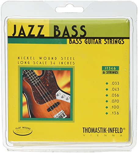 Thomastik 682736 Saiten für E-Bass Jazz Bass Flat Wound, Satz JF346 6-string long scale 34 Zoll