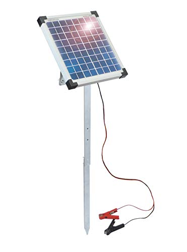 Eider 10 Watt Solarerweiterung für 12 Volt Weidezaungeräte mit Metallstab - verlängert die Laufzeit von 12 Volt Akku Geräten - 10 Watt Solar Modul mit Hohem Wirkungsgrad