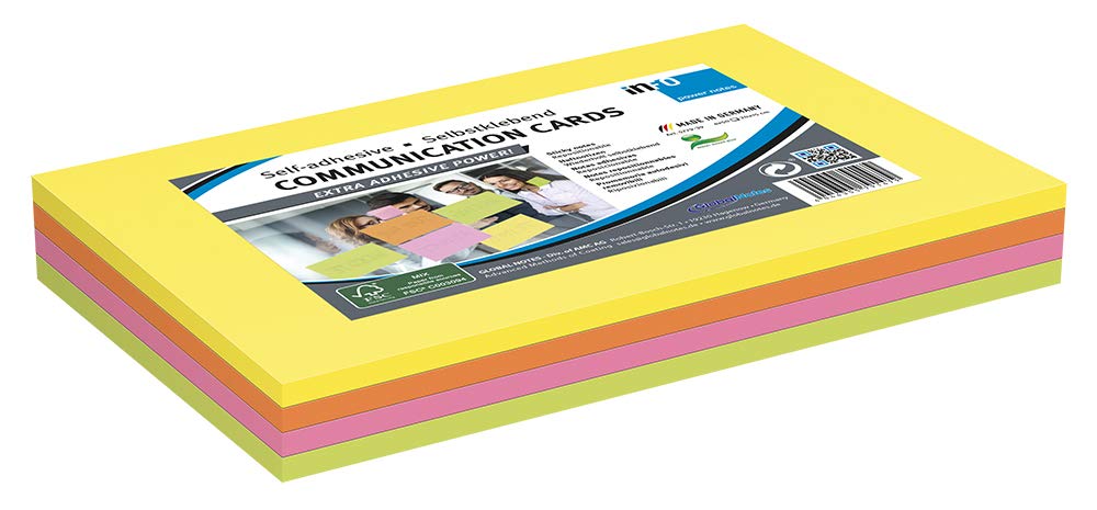 Kommunikationskarten, 4 Karten á 50 Blatt in einem Pack, 4 verschiedene brilliant Farben, FSC zertifiziertes Papier, 200x150mm