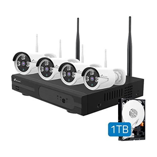 Nivian Wifi 2K-Videoüberwachungsset –8CH-Recorder (HDD enthalten)4 wasserdichte IP66-Außenkameras–Nachtsicht–Bewegungserkennung und Mensch–Einfache Installation ohne Kabel – Benachrichtigungen in APP