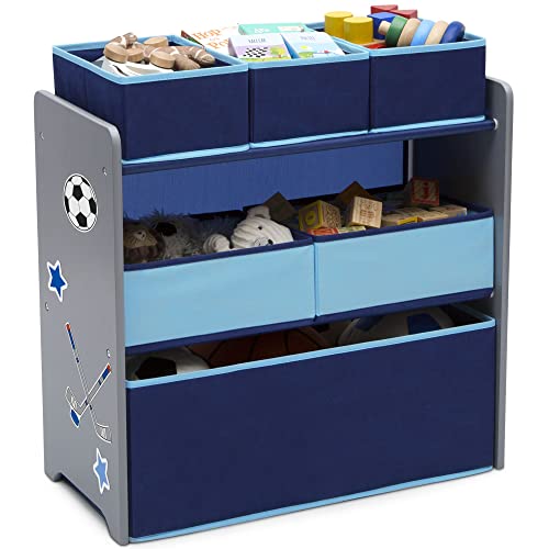 Delta Children 6 Bin Storage Toy Organiser Blue and Grey
