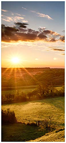 Wallario Selbstklebende Türtapete Schlosspanorama in England bei Sonnenaufgang - Türposter 93 x 205 cm Abwischbar, rückstandsfrei zu entfernen