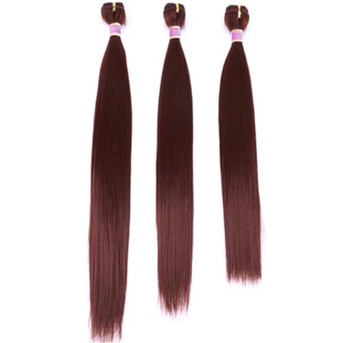 Dunkelgrau 16 18 20 Zoll 3 Stück Glattes Haar Bündel Hochtemperatur-Kunsthaarverlängerungen Für Schwarze Frauen