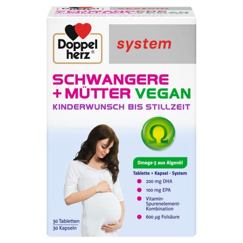 Doppelherz system SCHWANGERE + MÜTTER VEGAN – Die moderne Folsäure-Nährstoff-Kombination für Frauen mit Kinderwunsch, Schwangere und Stillende – 30 Tabletten und 30 Kapseln