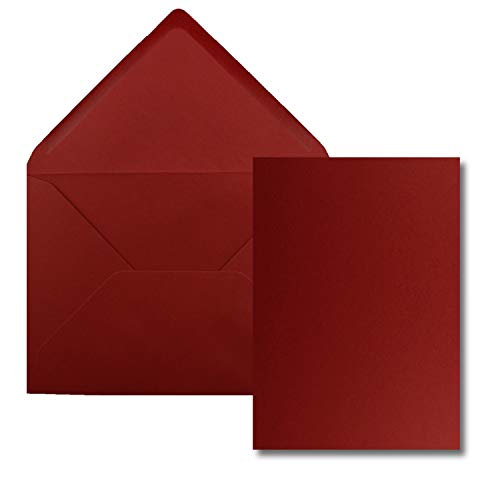 FarbenFroh by GUSTAV NEUSER 250x Einzelkarten Set mit Briefumschlägen DIN A6 / C6 in Dunkelrot (Rot) - 14,8 x 10,5 cm - ohne Falz