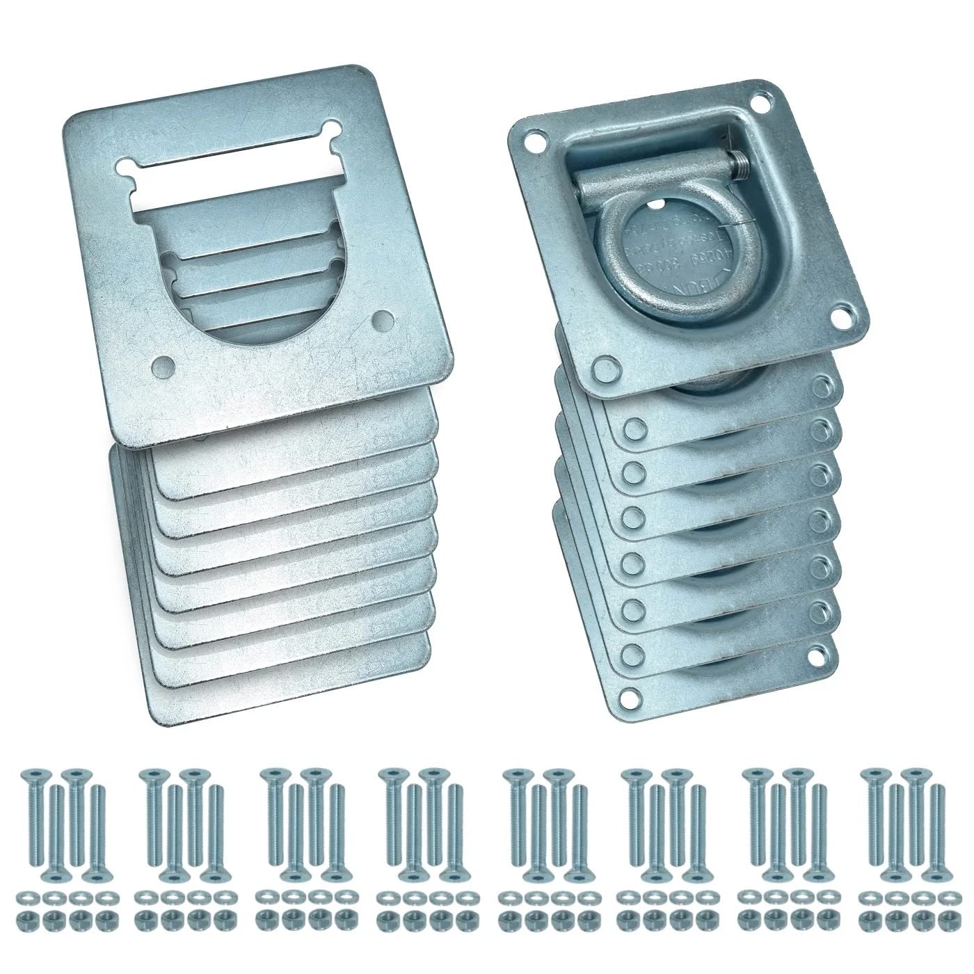 TXP:360 Paket 8 x Zurrmulden Zurrösen viereckig + Gegenplatte 800daN 800kg & Montageschrauben Ladungssicherung Pkw Anhänger