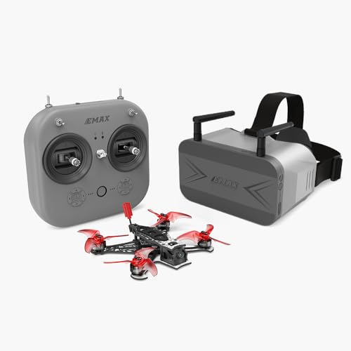 EMAX Tinyhawk 3 Plus Freestyle Drohne RTF Kit Ready To Fly FPV Analog Drohnen Mini Racing Quadrocopter Robuster Carbonfaserrahmen mit Brille und E8-Funksender für Kinder Erwachsene und Anfänger
