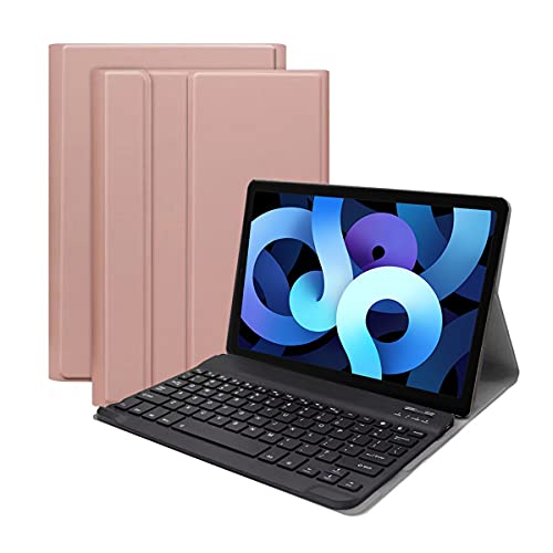 Lobwerk 3in1 Bluetooth Tastatur (Schwarz mit Beleuchtung) + Maus + Cover für Apple iPad Air 2020/2022 4./5. Generation 10.9 Zoll Case Schutz Hülle Tasche Keyboard