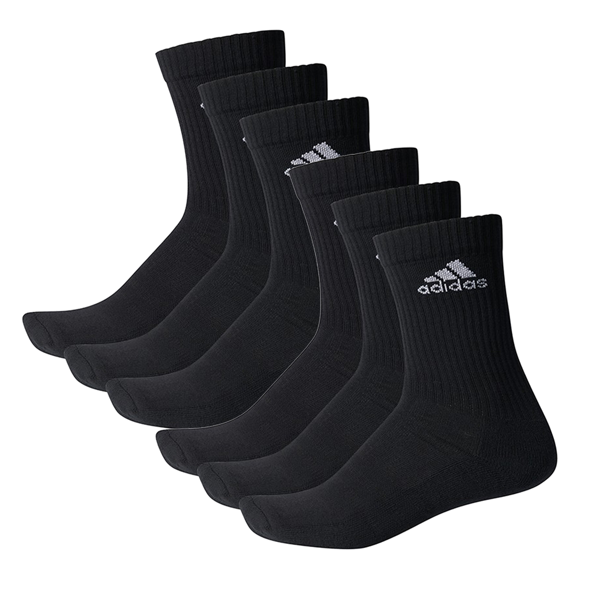adidas CUSHIONED CREW Tennissocken Sportsocken Damen Herren Unisex 6 Paar, Farbe:Black, Socken & Strümpfe:49-51