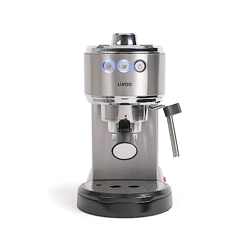 LIVOO DOD186 Espresso-Kaffeemaschine, Kraftvolle Extraktion, 15 bar, Edelstahl-Dampfdüse, Wassertank 1 l