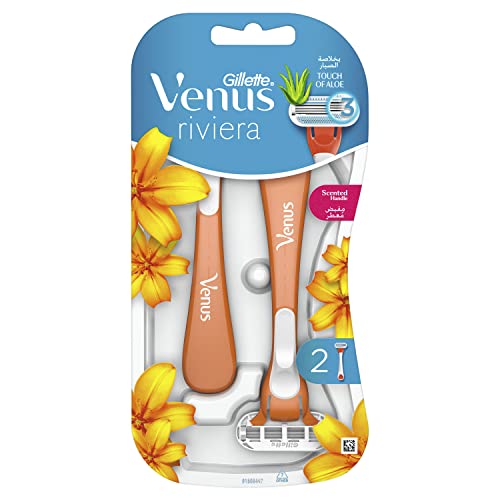 Gillette Venus Riviera 3 Klingen Einwegrasierer für Damen mit Aloe, Sparpack 12 Stück