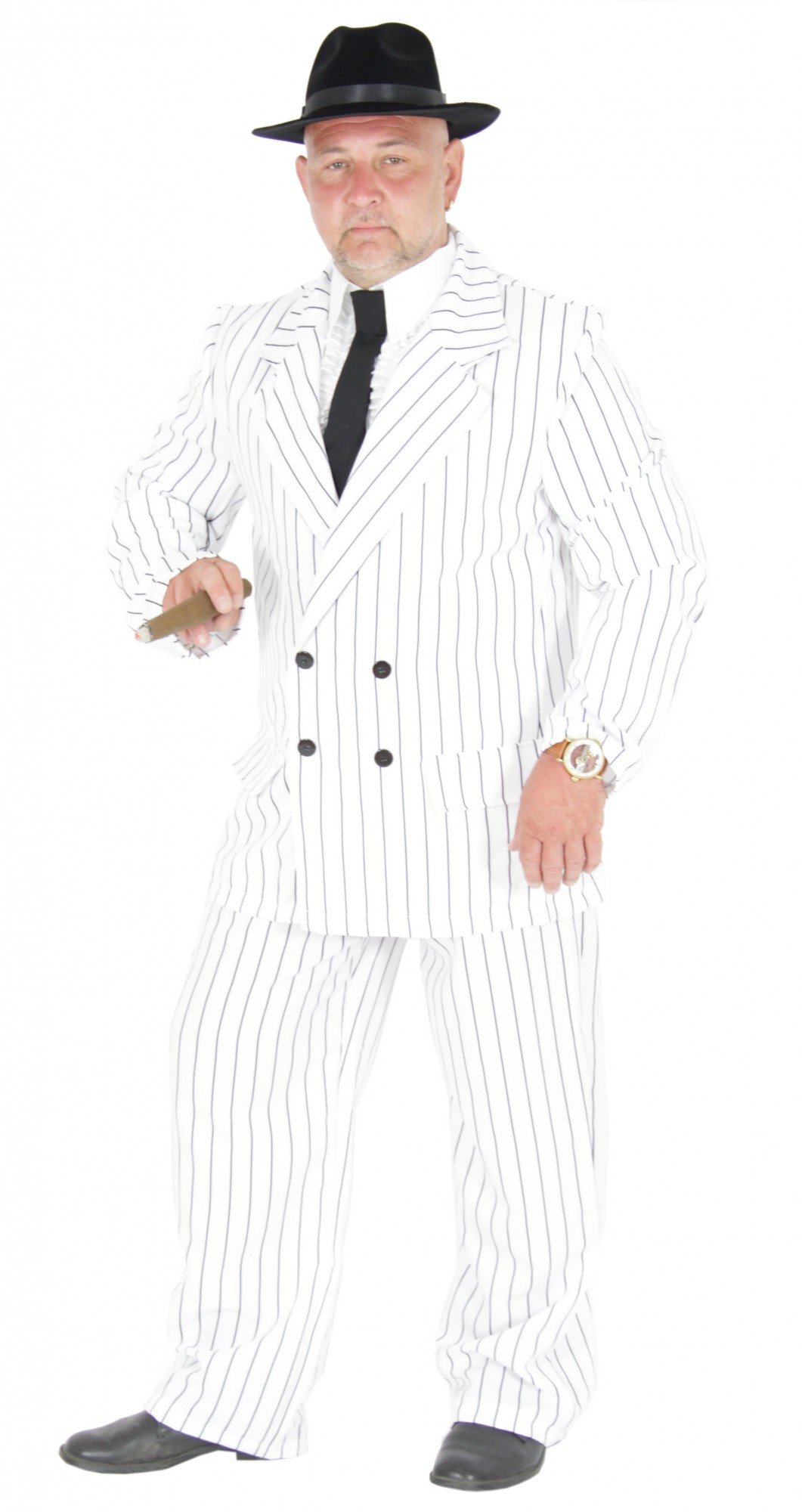 Foxxeo 40181 | weißer 20er Jahre Gangster Anzug Kostüm Herren Karneval Fasching Party Gr. S-XL, Größe:S