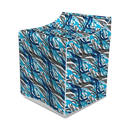 ABAKUHAUS Abstrakt Waschmaschienen und Trockner, Surreal Expressionismus inspiriert Bild Moderne Kunst Stripes wirbelt Waves Trippy, Bezug Dekorativ aus Stoff, 70x75x100 cm, Grau Blau Weiß