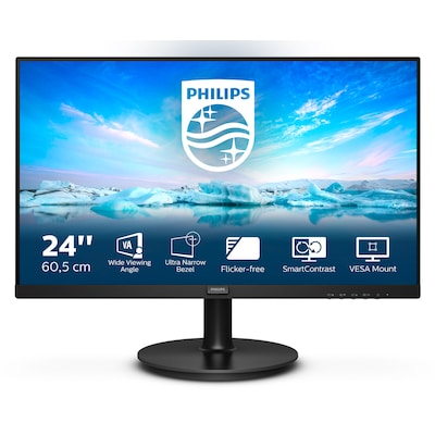Philips 242V8LA 60 cm (23.8 Zoll) Monitor (HDMI, DisplayPort, 1920x1080 Pixel, 75 Hertz, FreeSync) schwarz