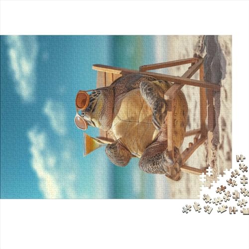 Puzzle für Erwachsene, 1000 Teile, klassisches Sommer-Strandschildkröten-Holzpuzzle, entspannendes Puzzlespiel, Denksportaufgaben, 1000 Teile (75 x 50 cm)