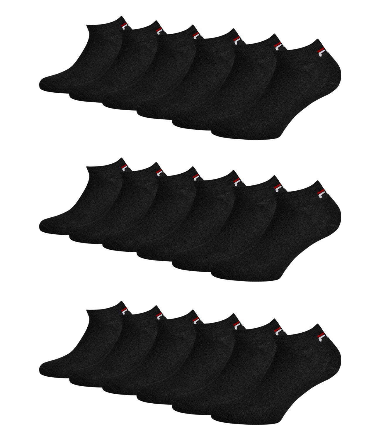 FILA 9 Paar Socken, Invisible Sneakers Unisex, einfarbig, 35-46 (3x 3er Pack) (Schwarz, 43-46 (9-11 UK))